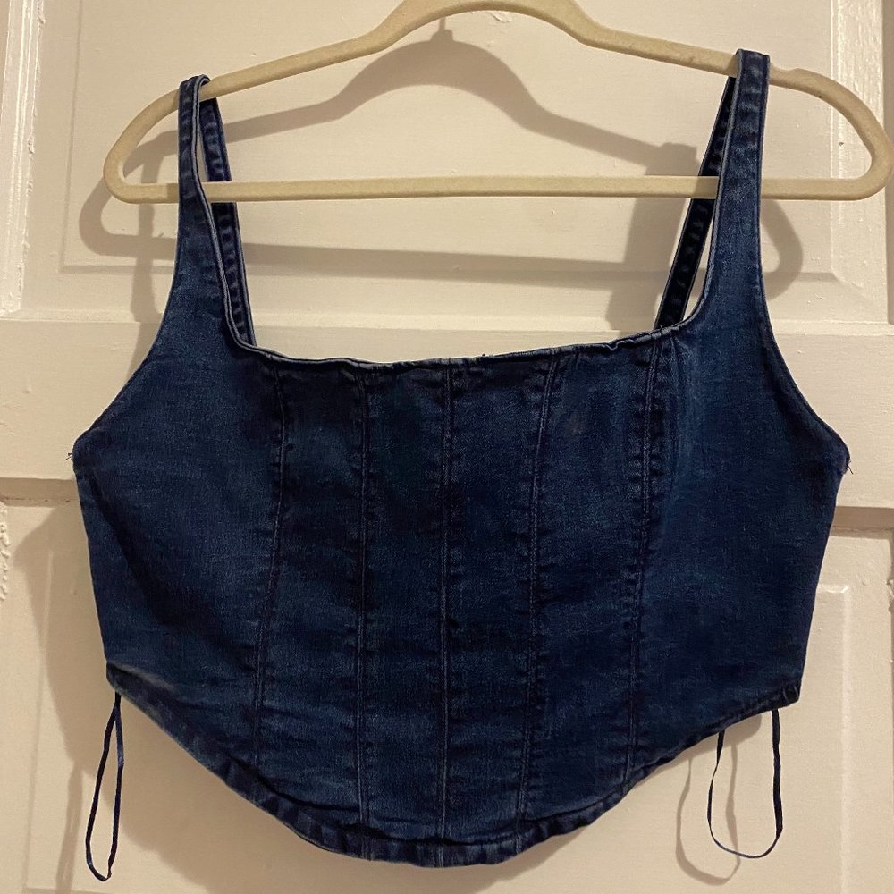 NWOT Zara Denim Corset Bra Top